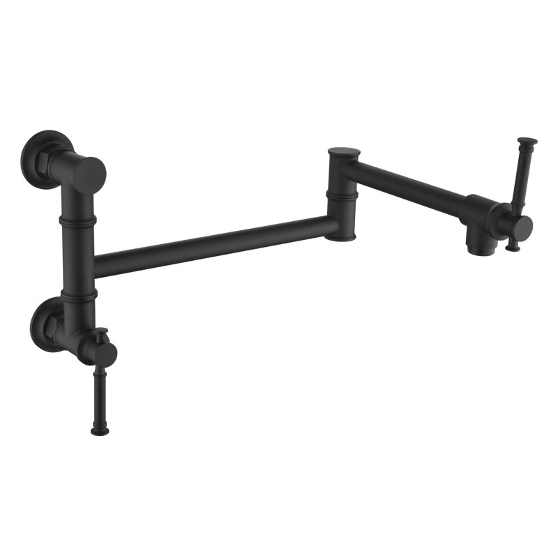 Wall Mounted Pot Filler Faucet, Modern Brass Pot Filler Two-Attachment Wall Mount Folding Kitchen Pot Filler Swing Arm