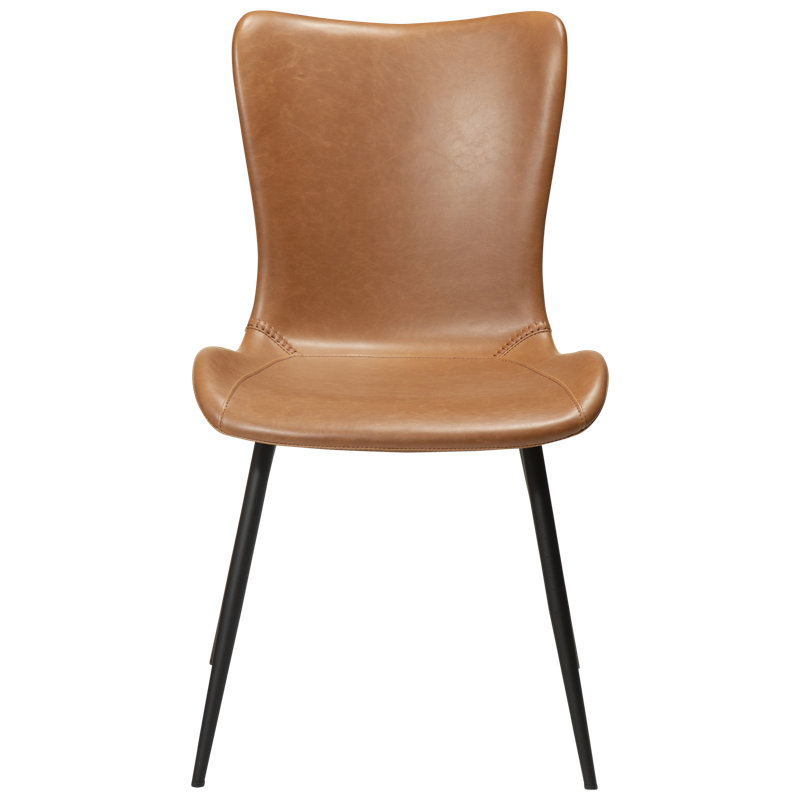 47cm H Polyester Blend Upholstered Side Chair, Black, Light Brown