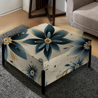 Nomadic Serenity Boho Motif - Grand repose-pieds carré géométrique