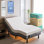 Lit réglable Sf avec matelas hybride de 14 po inclus, massage, USB, éclairage sous le lit, télécommande sans fil et contrôle des applications