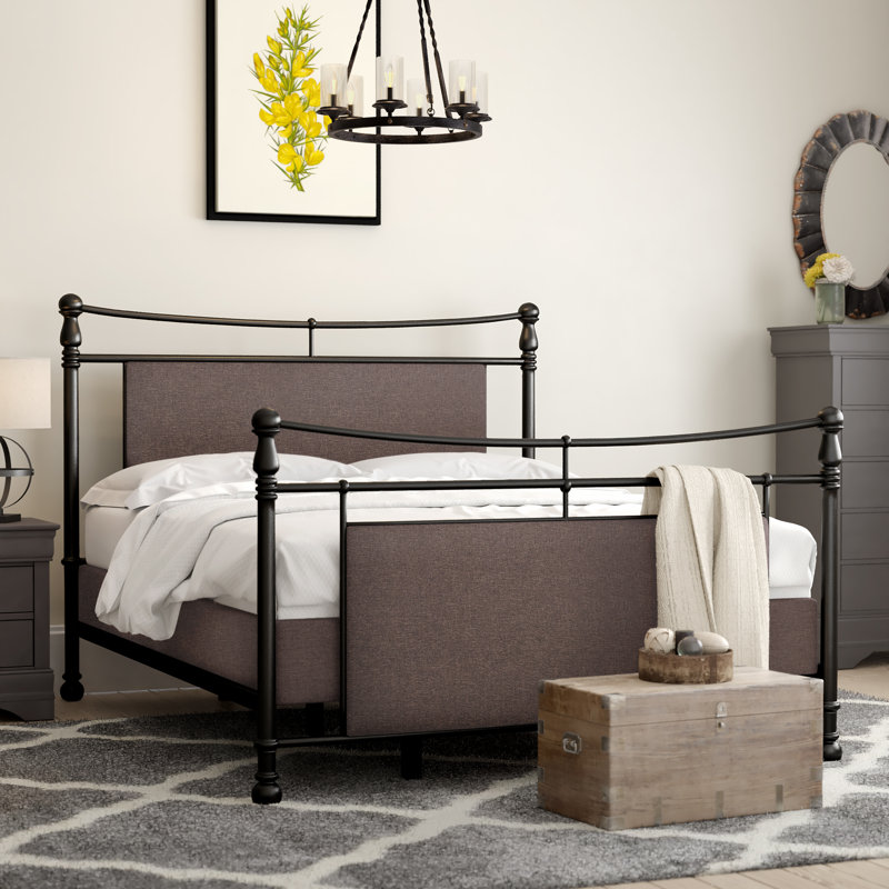 Upholstered Metal Standard Bed, King