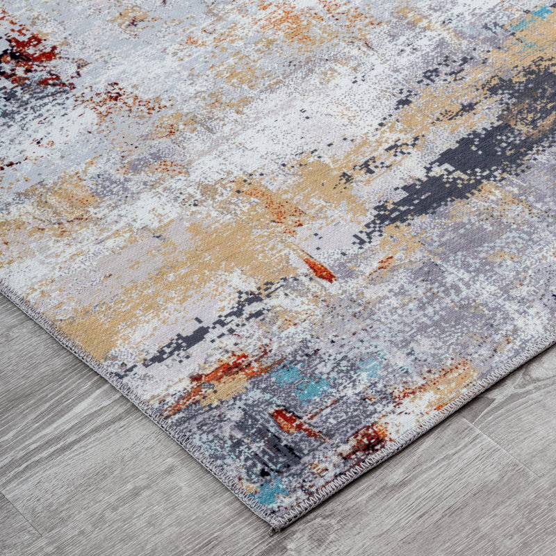 Lipe Abstract Area Rug in Gray, Rectangle 7'6" x 9'6"