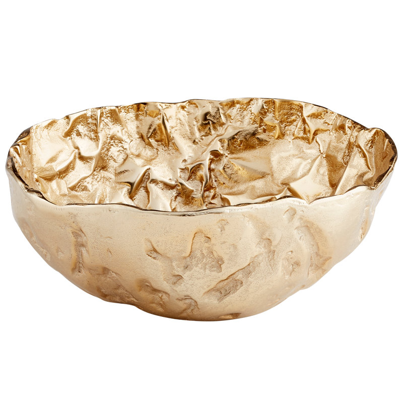 Bolivar 15'' Gold Hammered Stainless Steel Decorative Bowl