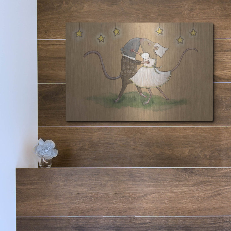  «Wedding Mice Kiss» par Bebe Keith, art mural en métal, 16 po x 12 po, H 12 po x l 16 po