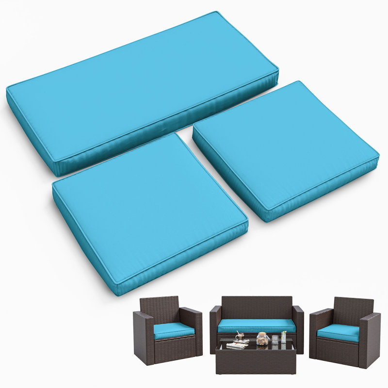 Ensemble de coussins de siège d'extérieur 3 pièces, Bleu turquoise