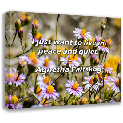Artsy Quote "I just want to live in peace and quiet." By Agnetha Faltskog Gallery Wrapped Canvas