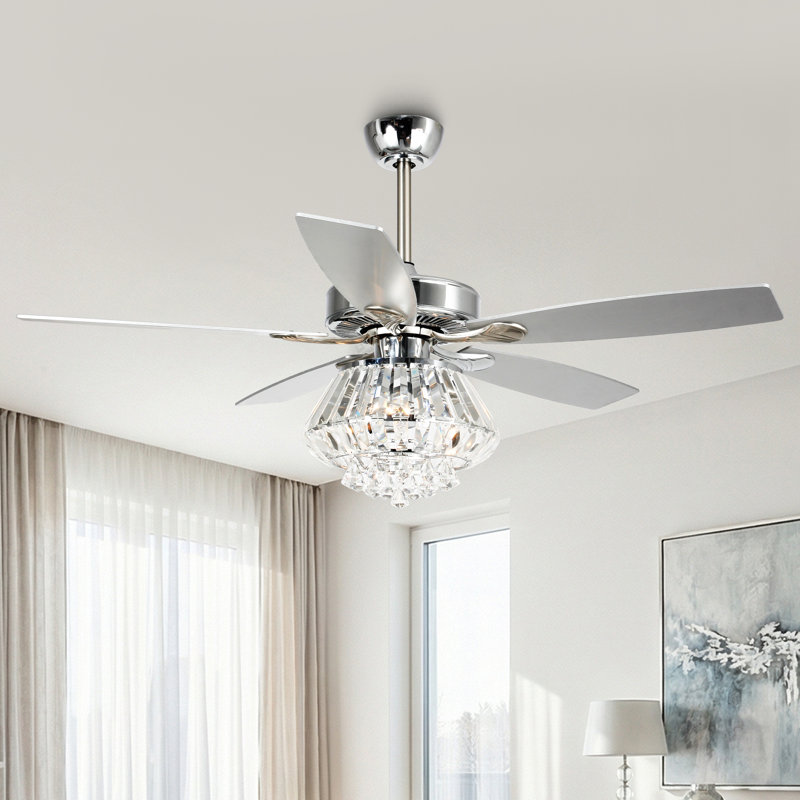 Micah 52'' Ceiling Fan with Light Kit, Chrome