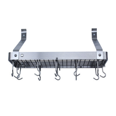 Handcrafted 24" Gourmet Bookshelf Wall Rack with Straight Arms & 12 Hooks