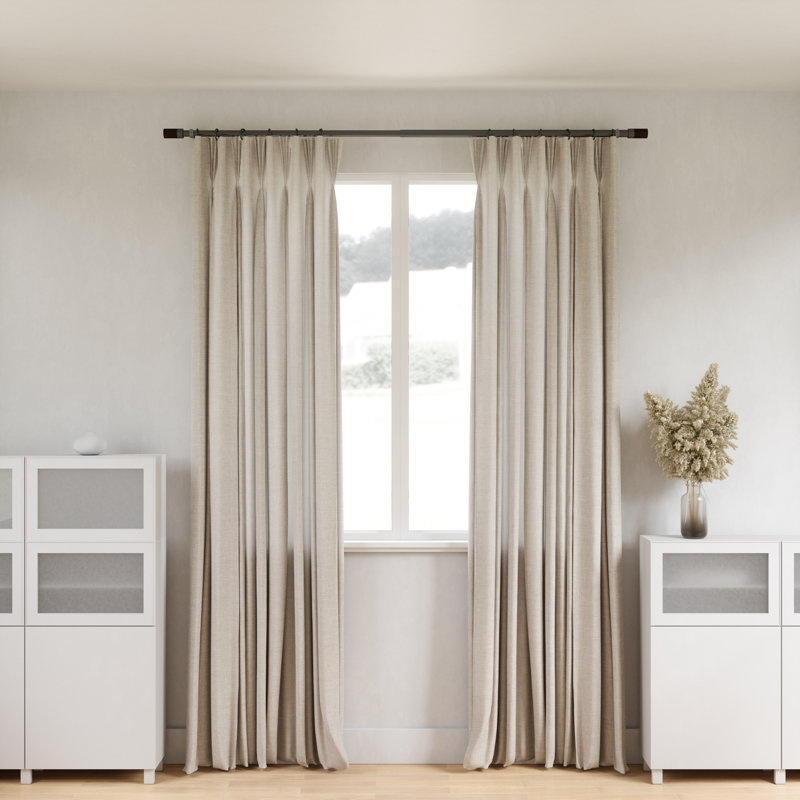 Gun Metal Adjustable Curtain Rod with Wooden Finials