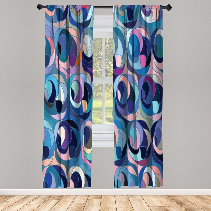 Microfiber Floral Semi-Sheer Rod Pocket Curtain Panels, 28" W x 95" L