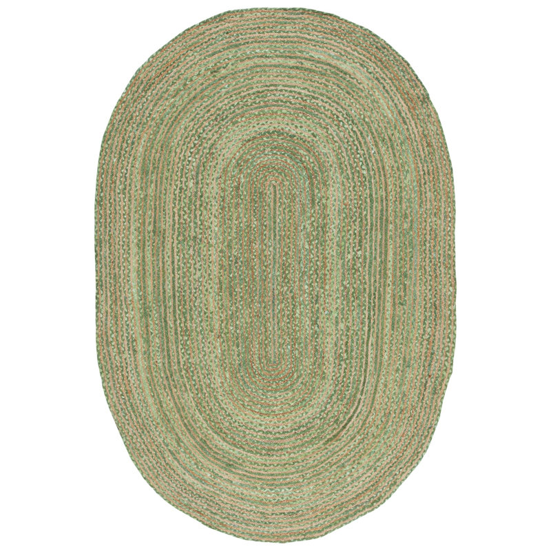 Demartini Handwoven Green Area Rug, Oval 6' x 9'
