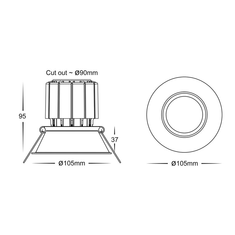 Étienne 10.5cm Recessed Lighting Kit, Black