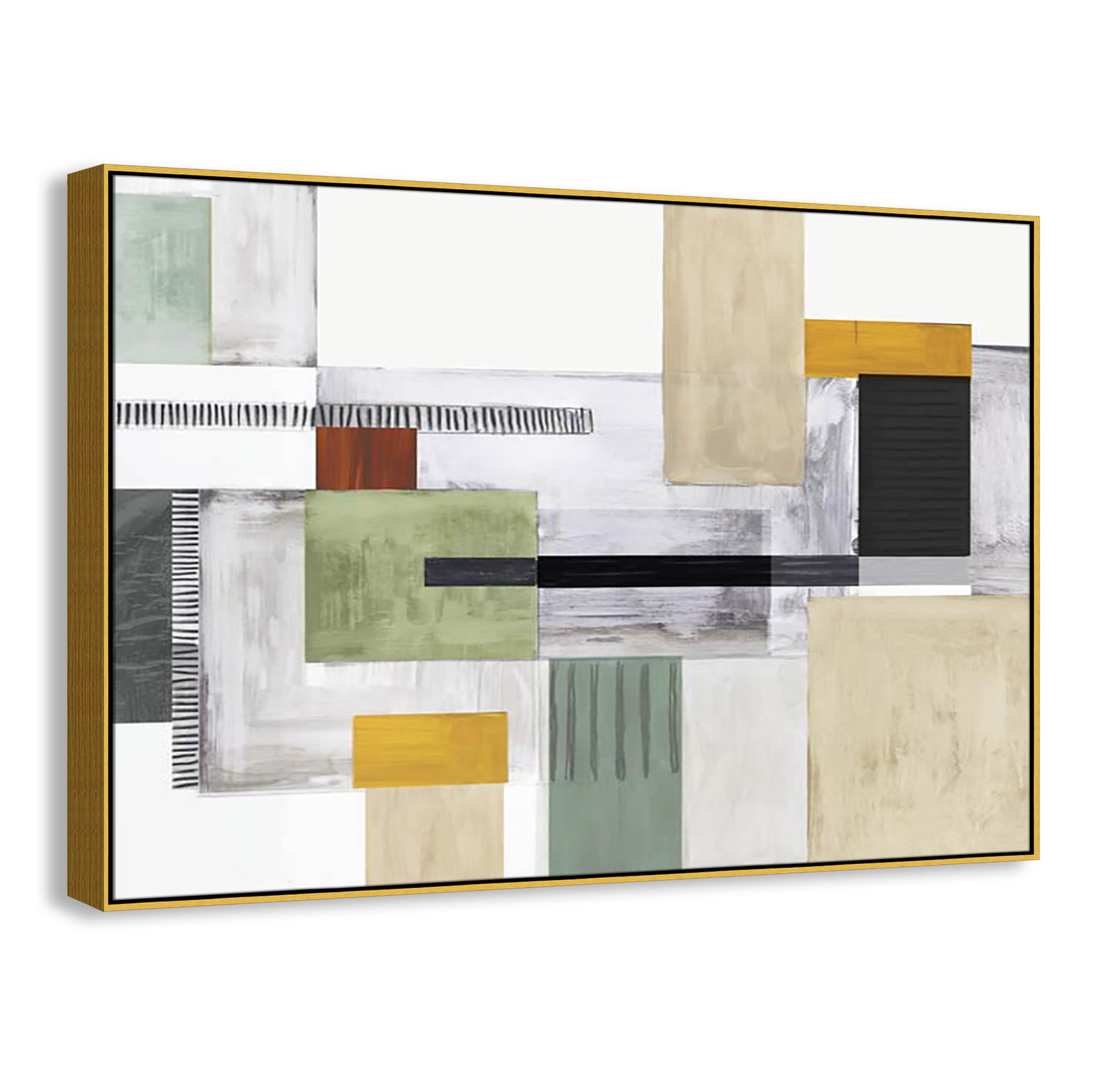 Playful Blocks by Tom Reeves, No Mat, Gold Floater Framed, 41.5" H x 61.5" W x 2" D