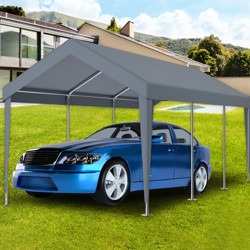 10X20ft Carport Replacement Tarpaulin, Waterproof & With 72 Elastic Buckles. Grey Polypropylene Cover For Garage Shelter. Quick Installation Storage Canopy Alternation, And Protected Simple