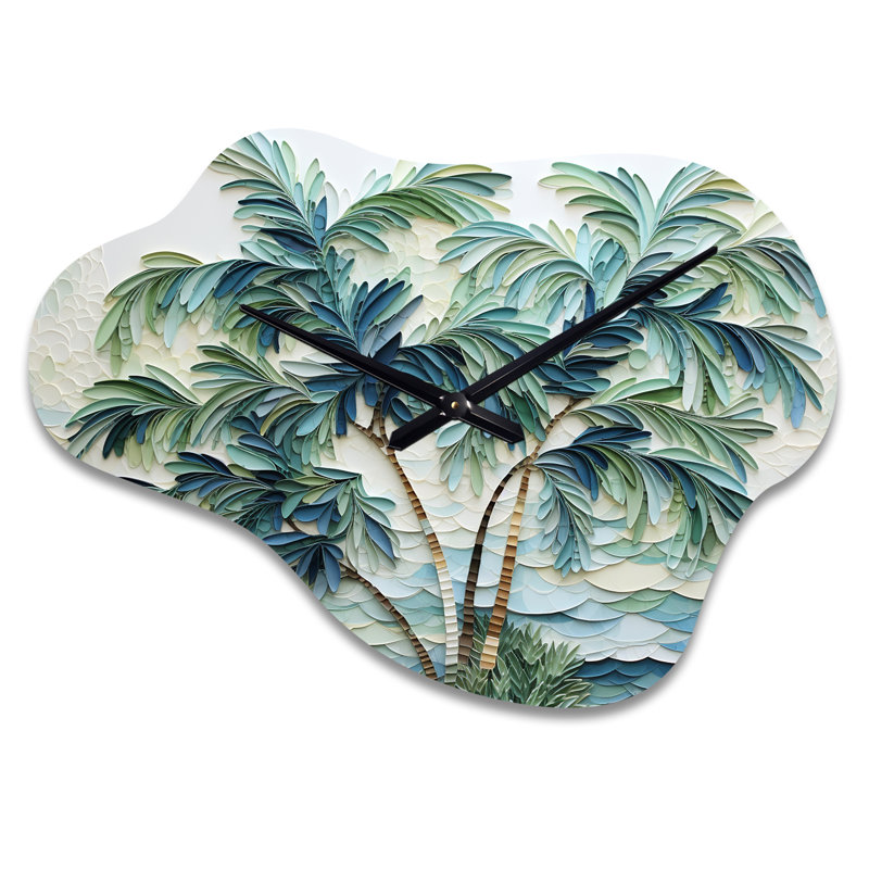 Horloge murale Corazon Green Minimalims Palm Trees - Green, Petit