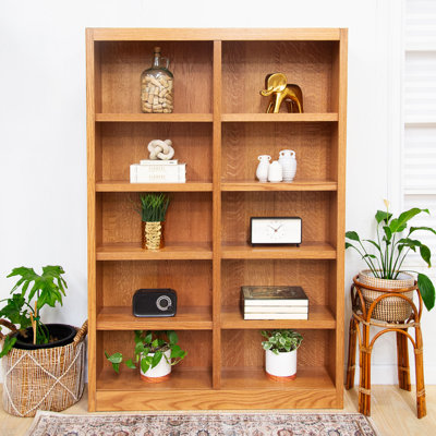 Patro Double Wide Solid Wood Veneer Bookcase, 10 Shelf, 72 inch Tall by Latitude Run