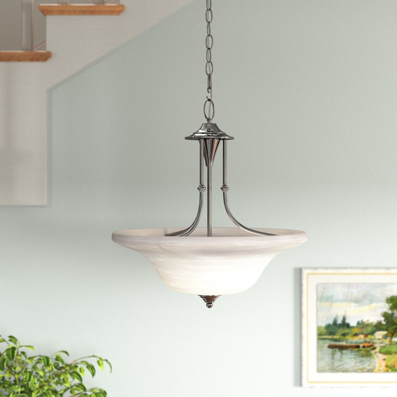Luminaire suspendu bol 3 lumières Baronne, Nickel brossé
