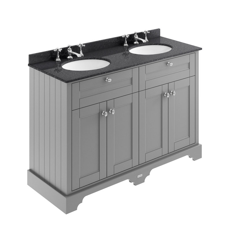 Old London 1200mm Free-Standing Double Vanity Unit, Black, Storm Grey
