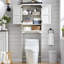 Armoire de rangement Farmhouse au-dessus de la toilette, armoire de salle de bain en bois avec tablette réglable-1812639056
