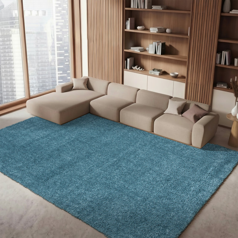 Brittney Performance solid color shag rug, Rectangle 2 pi 3 po x 4 pi, Turquoise