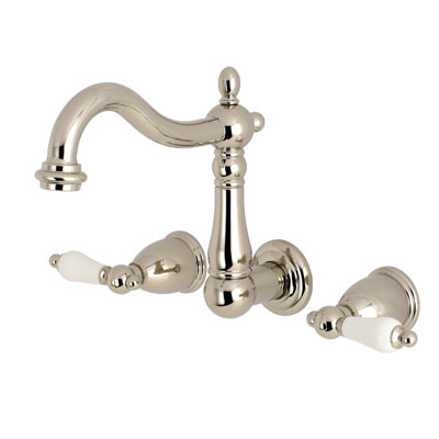 Kingston Brass Heritage Two-Handle 3-Hole Wall Mount Bathroom Faucet