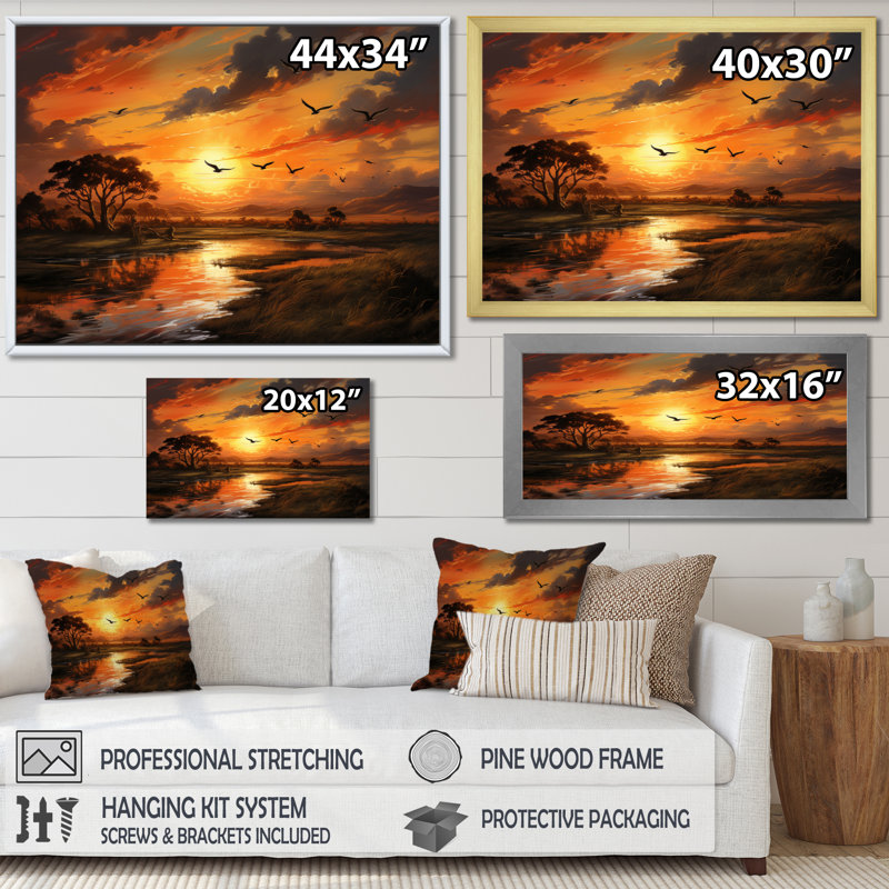Vautour Photo On III - Paysages, art mural, salon, H 34 po x l 44 po x P 1,5 po, Cadre doré à une seule photo