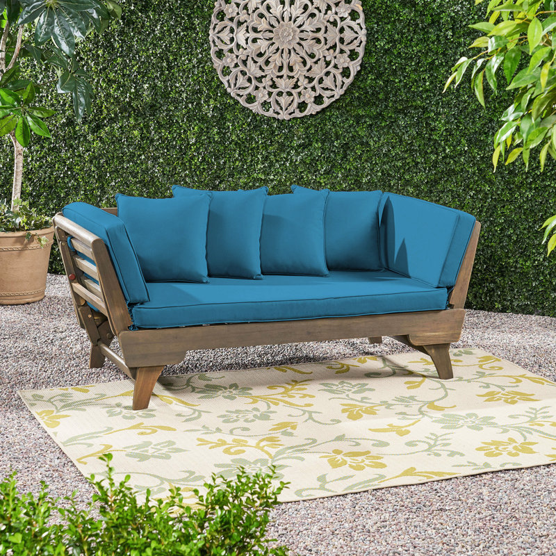 Lit de jour d'extérieur en bois avec fonction extensible - Maximisez votre espace convertible en gris Confortable et polyvalent pour la cour