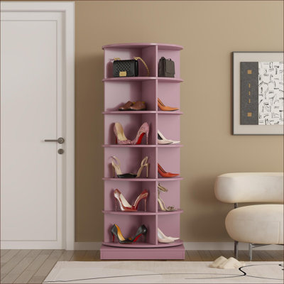 Armoires | Armoire de rangement à chaussures rotative à 360 degrés à 6 niveaux, pouvant contenir 24 paires, compacte et moderne | Minimaliste | Chambre à coucher