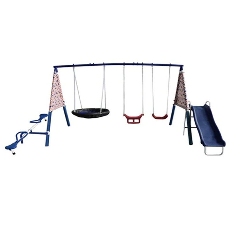 Kids Swing Set XDP Recreation Fun Forever Swing Set, Galvanized