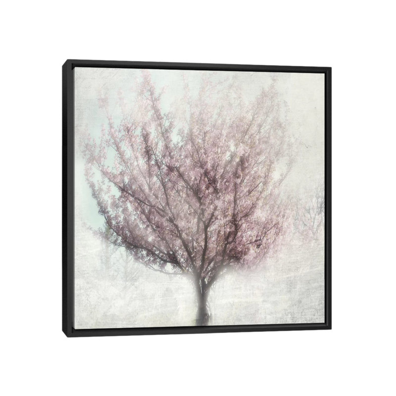 Fleur de printemps i, reproduction d’art sur toile tendue, H 18 po x l 18 po x P 1,5 po, Toile avec cadre noir, Pas de tapis