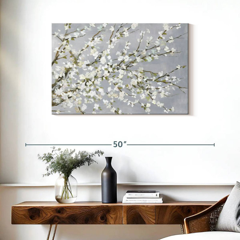 Fleurs blanches Harnek, H 24 po x l 36 po