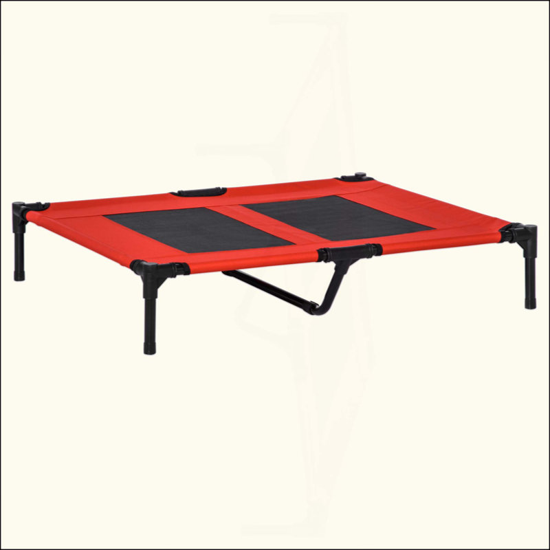 Lit pour chien surélevé avec ventilation en filet, 7" H x 36" W x 30" D, Rouge