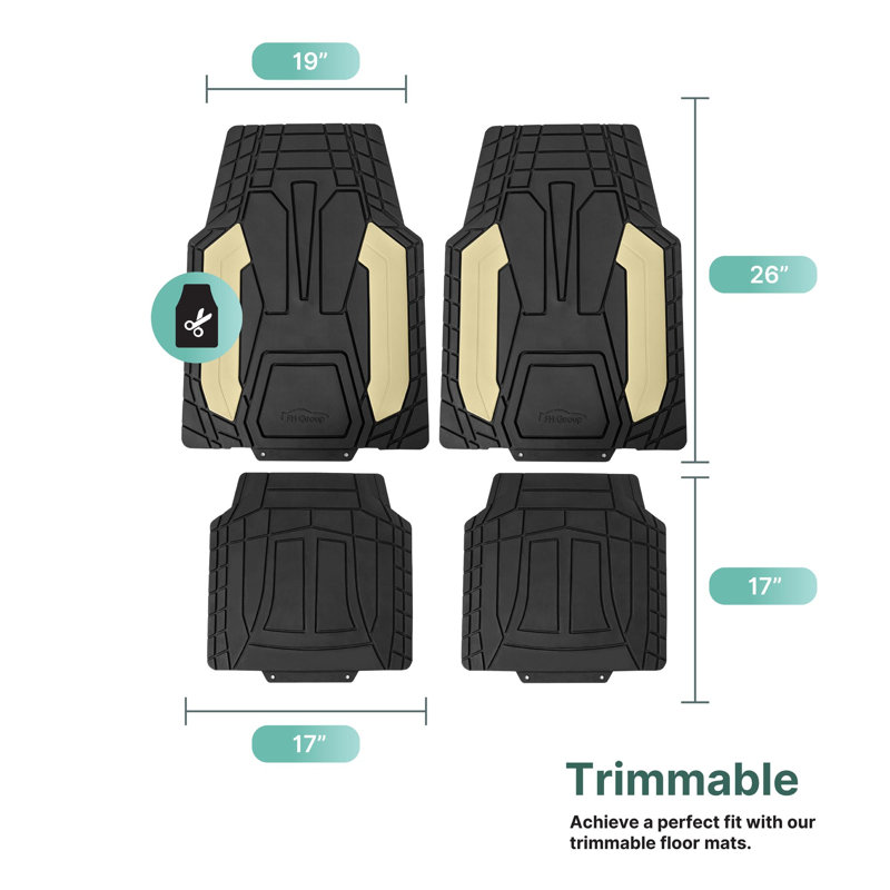 Rubber Floor Mats Full Set, Beige
