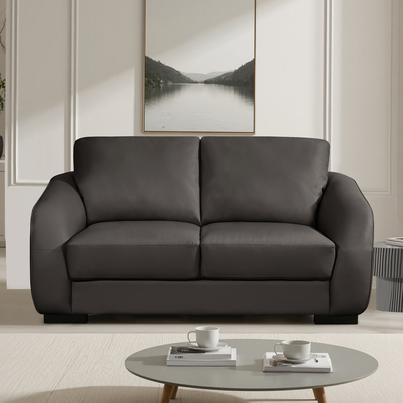 Allysa 3 Seater Faux Leather Sofa, Brown, 2
