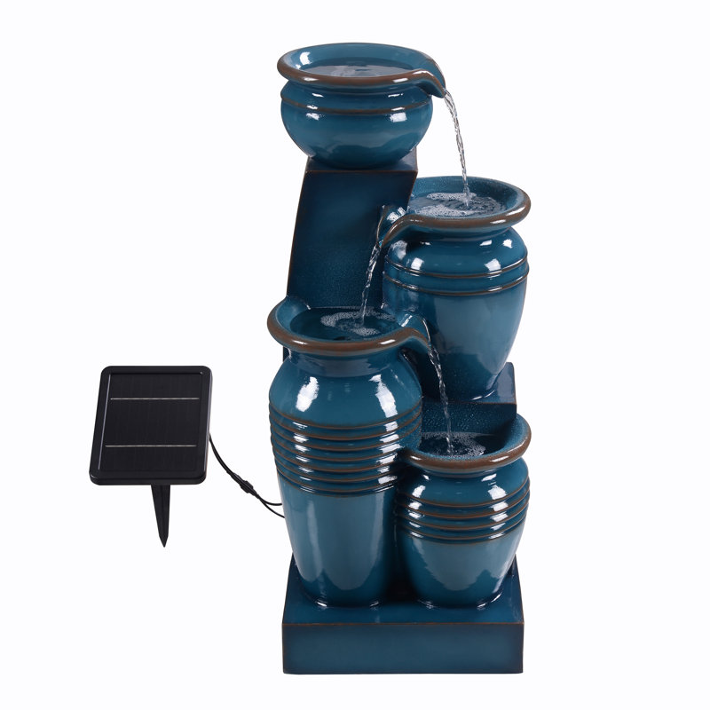 Weather Resistant Cascade Fountain with Light, Blue