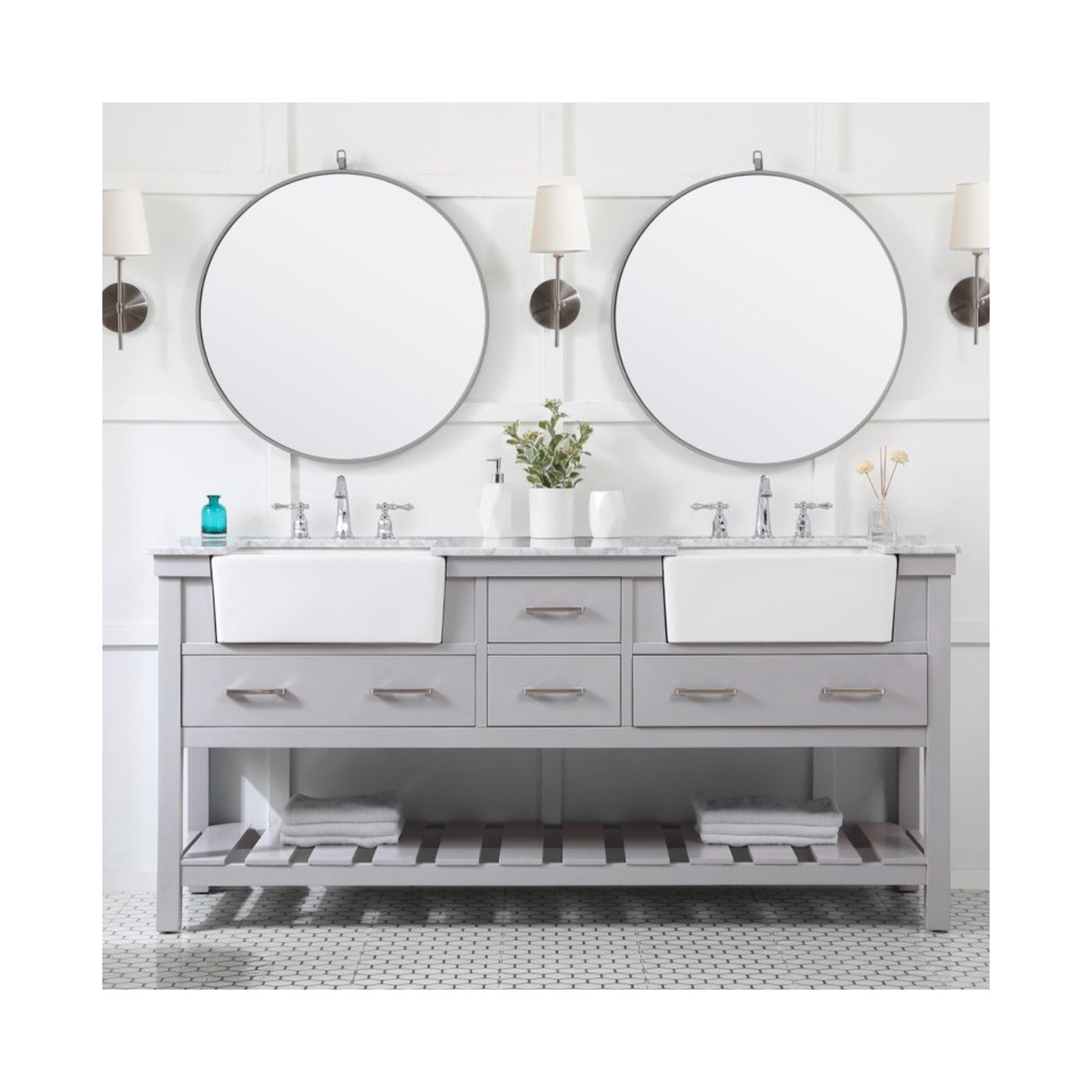 Pelaghia 72'' Double Bathroom Vanity, Gray