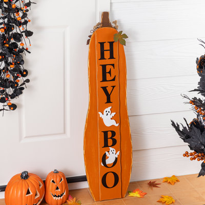 36"H Fall/Halloween Reversible Wood Pumpkin Porch Signs