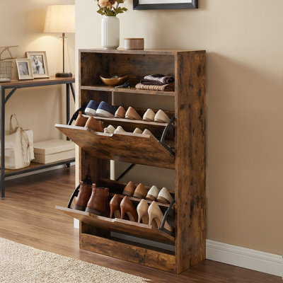 12 Pair Flip Down Shoe Storage