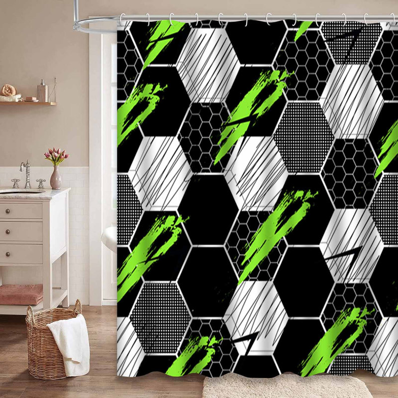 Rideau de douche abstrait avec 12 crochets, L 72 po x l 72 po