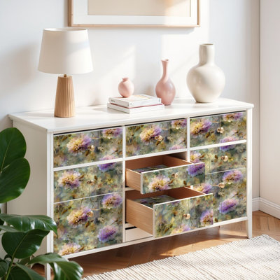 Papier auto-adhésif à peler et coller avec fleurs aquarelles et pastel florales transparentes, auto-adhésif et amovible 17,7 po x 118 po (45 x 300 cm)