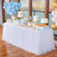 Nappe blanche en tulle pour tables rectangulaires de 6 pieds, nappe rectangulaire blanche de 6 pieds, housse de table infroissable avec jupe tutu pour décorations de fête d'anniversaire de mariage