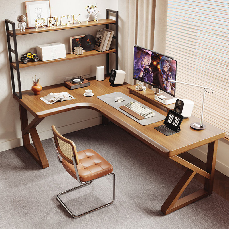 Walnut L-Shaped Solid Wood desk