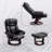 Swivel With Recliner Function With Ottoman, Pu Leather Reclining Chair With Footrest, Black-40590378
