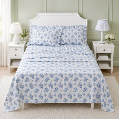 Soft Microfiber Bedding Set with Ruffled Hem and Wrinkle-Free Fabric