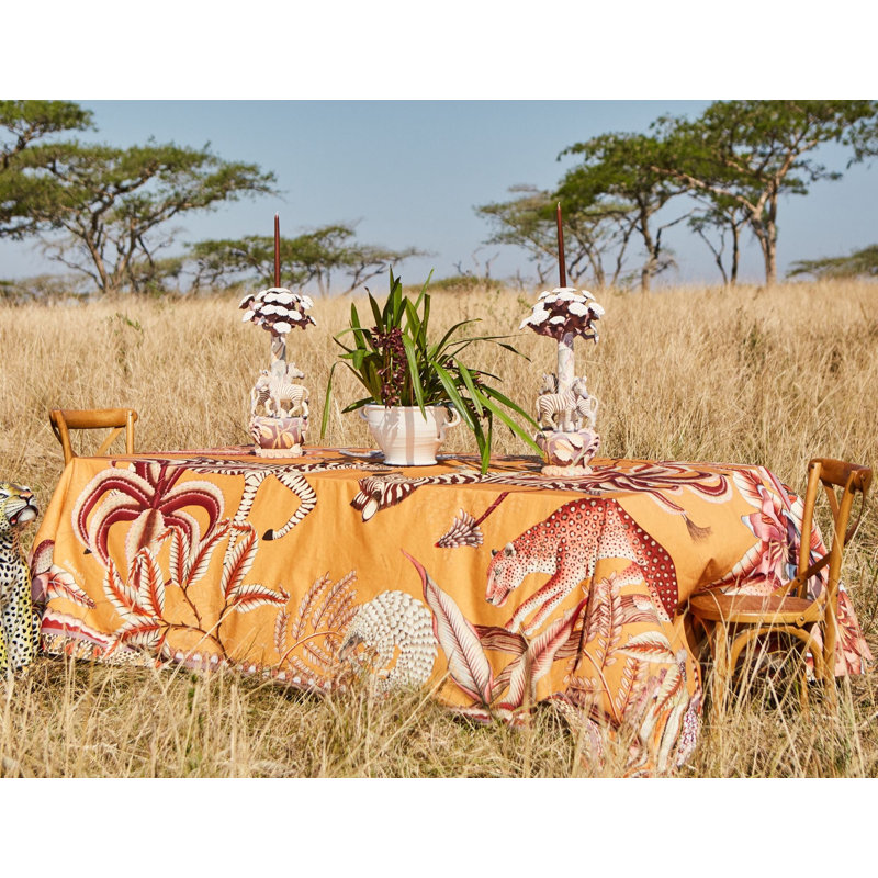 Ardmore Cotton Tablecloth, 138" Rectangle, Orange