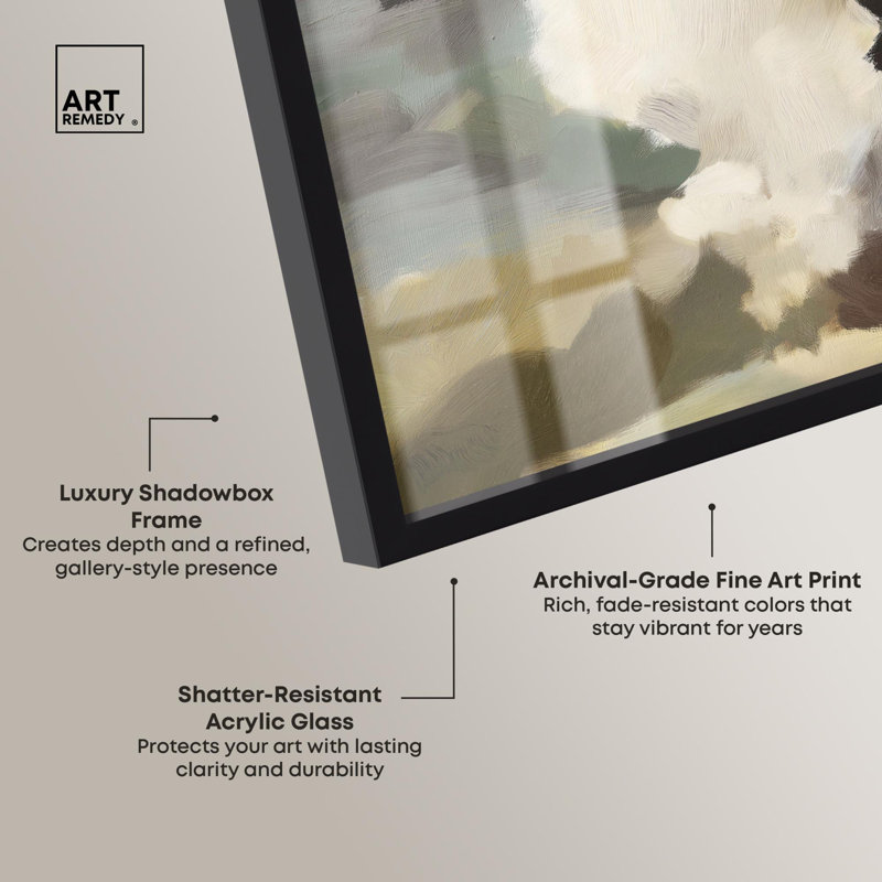 «Mute Tones II Boho Art Shadowbox» par Art Remedy, Noir, H 21 po x l 17 po