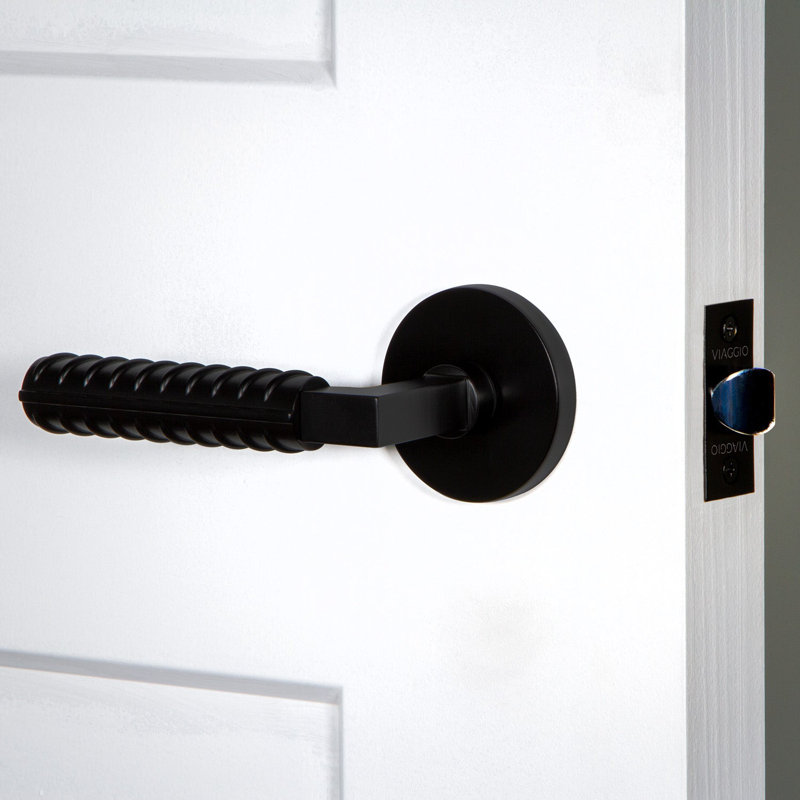 Rosette Viaggio avec levier Milano, Noir satiné, Rond, Knurled Modern Lever