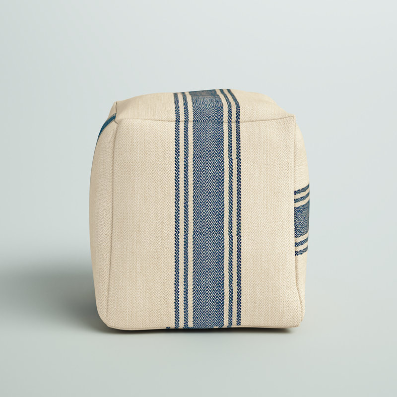 Striped Square Canvas Pouf Ottoman