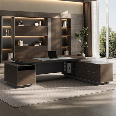 Bureau de direction 94,49 "moderne en L brun pour bureau