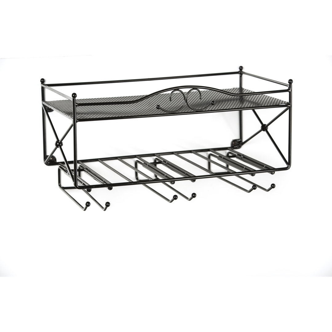 Eastland 5 Bottle Wall Mounted Wine Bottle and Glass Rack Astoria Grand